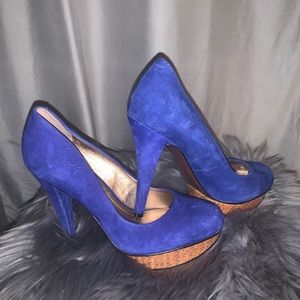 BCBG Generation Cobalt Blue Suede Cork Platform